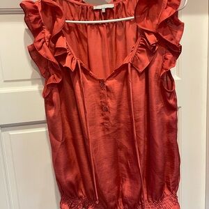 Women's Ruffled Red Top